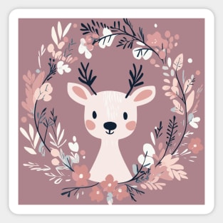 Boho Kawaii Reindeer – Whimsical Winter Animal Art Sticker